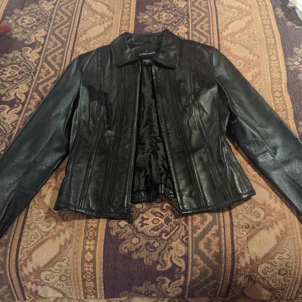 VS Moda International black xs genuine leather biker jacket (Victoria's Secret)